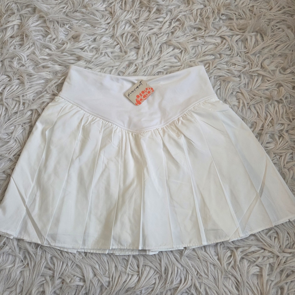 Free People FP Movement Swing of Things Pleated Skort White SMALL Tennis